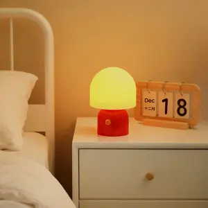 Ins Style Tap Control Mushroom Ambient Light, Dual Switch Warm Light RGB Timer Sleep Lamp, Rechargeable Eye-Care Silicone Lamp, Holiday Gift for Couples, Kids and Teens