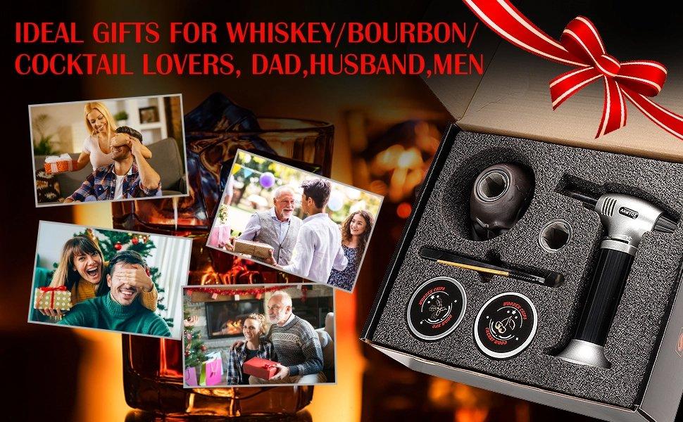 THE WELL KEPT Cocktail Smoker Kit with Torch, Whiskey  Infuser Kit with Gift Box, Bourbon Whiskey Set Gift for Men,Skull old Fashioned  Kit for Your Friends, Husband, Dad.(No Butane)