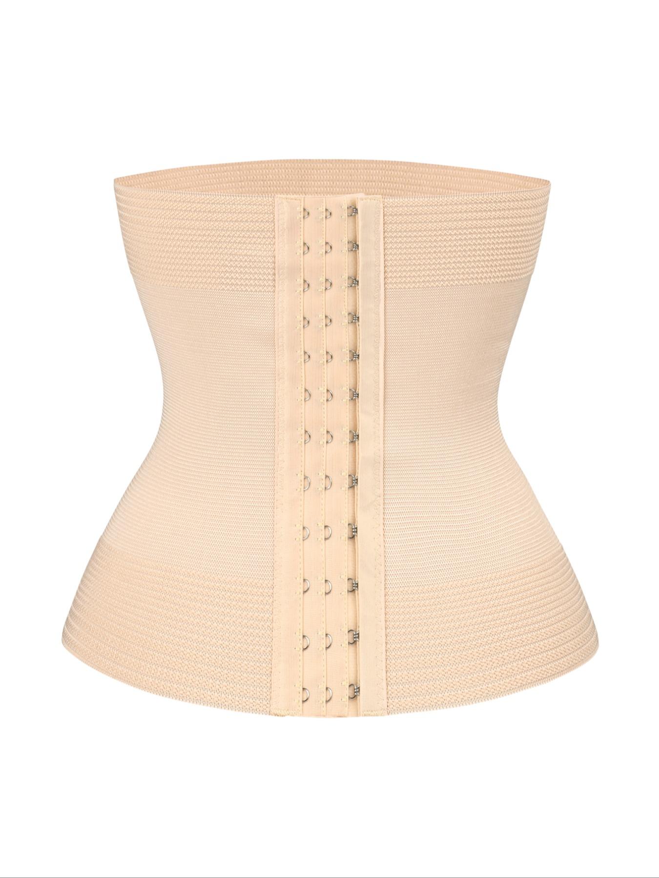 Women's Solid Hook & Eye Waist Trainer, Tummy Control Shaper, Waist Cincher for Postpartum Recovery & Weight Loss