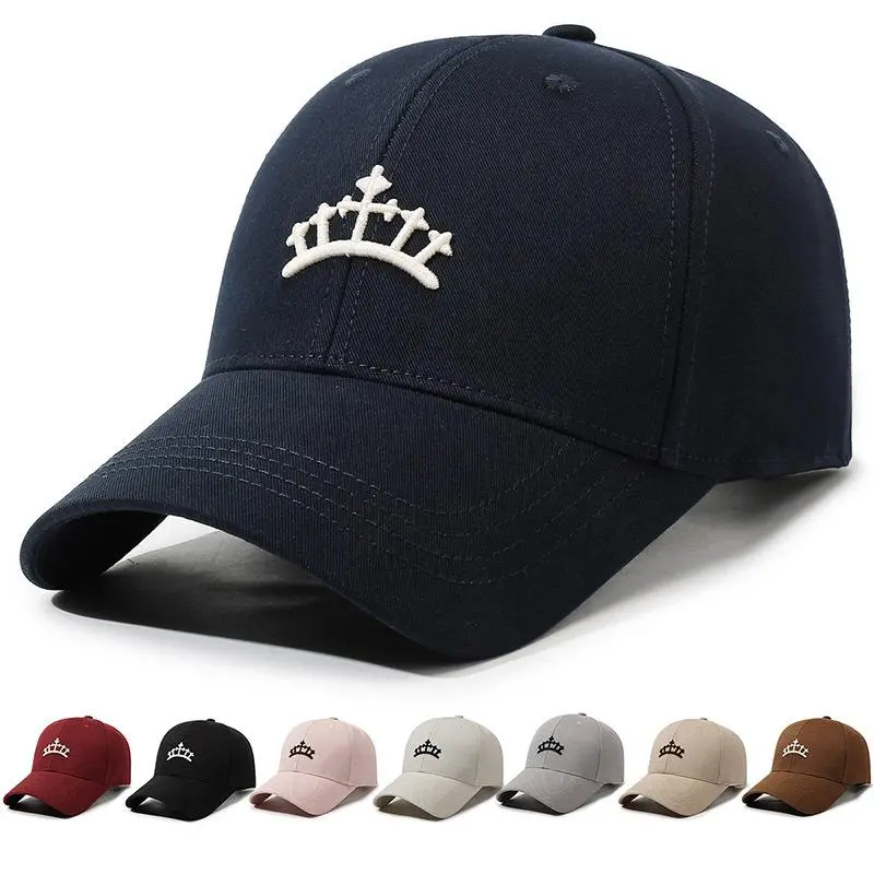 Crown Embroidered Cotton Canvas Adjustable Baseball Cap Y2K Viral Baddie Main Character Energy Sun Hat For Women Men Casual Streetwear Effortless Glamour Daily Headwear