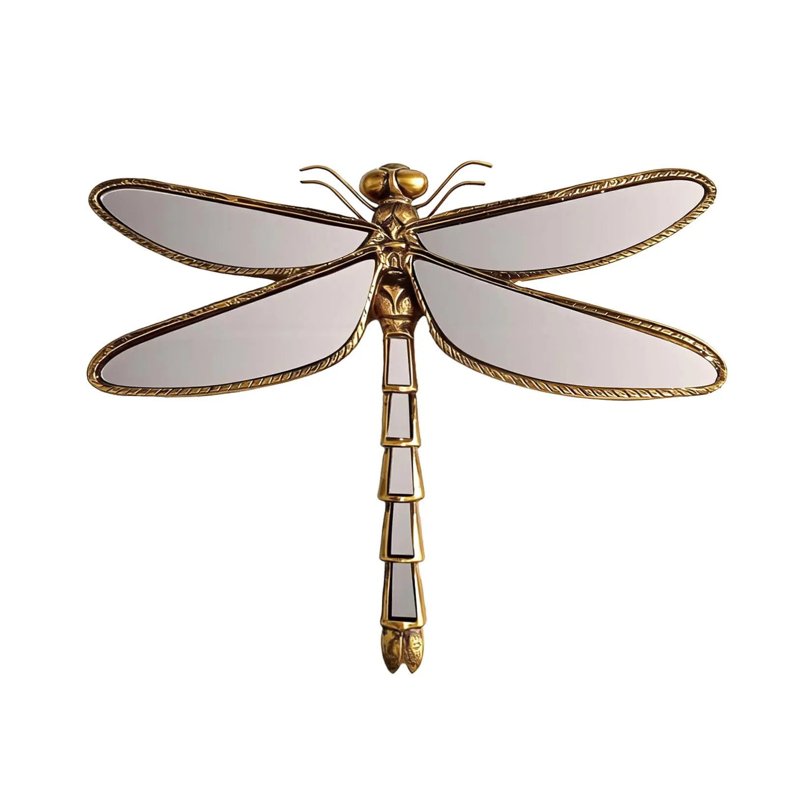 Dragonfly Wall Mirror Decor, Butterfly Art Wall Mirrors, Retro Gold Resin Decorative Wall Mirror, Creative Home Decoration for Living Room Bedroom