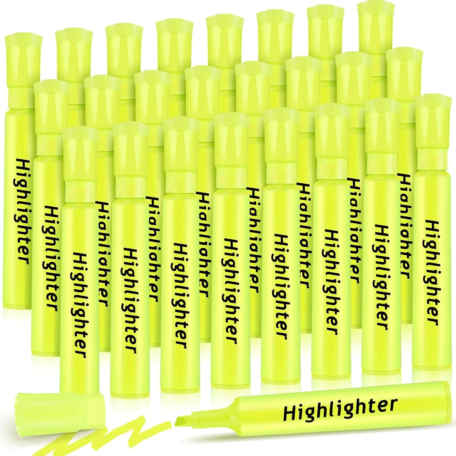 24 Pack  Style Highlighters Christmas Chisel Tip Highlighters Bulk Colored Markers for Xmas Gifts Adult Coloring,  Office Supplies(Yellow)