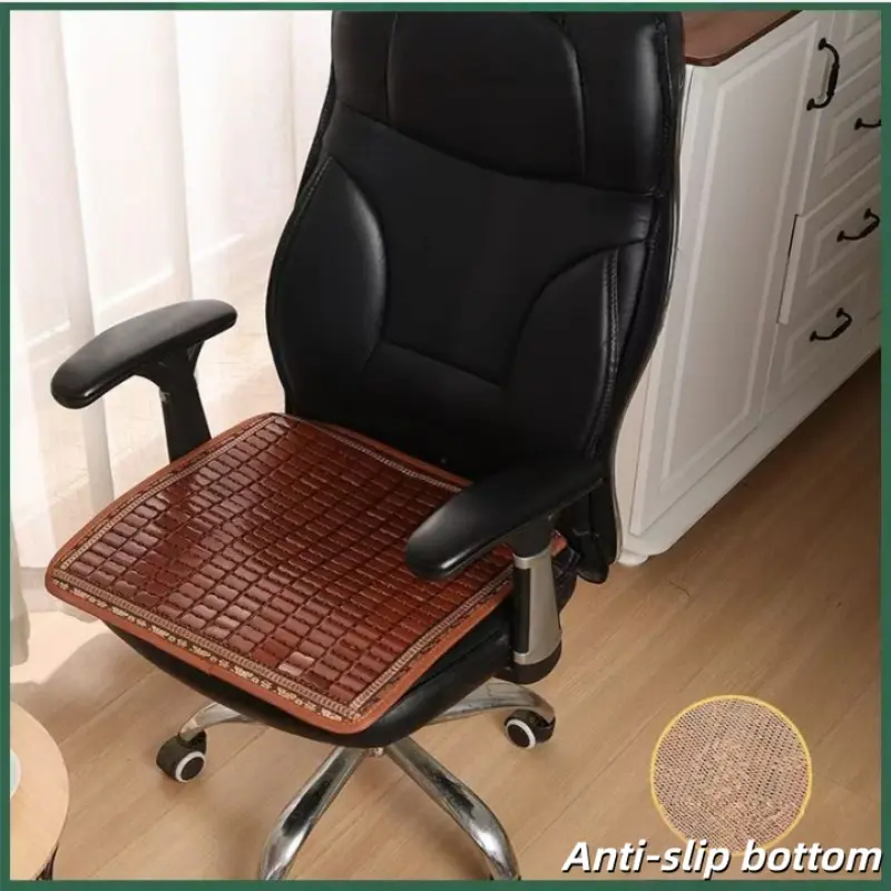 Summer Office Chair Bamboo Cooling Pad, Breathable Anti-Slip Car Seat Cushion, Long Sitting Comfort, Cool and Ventilated