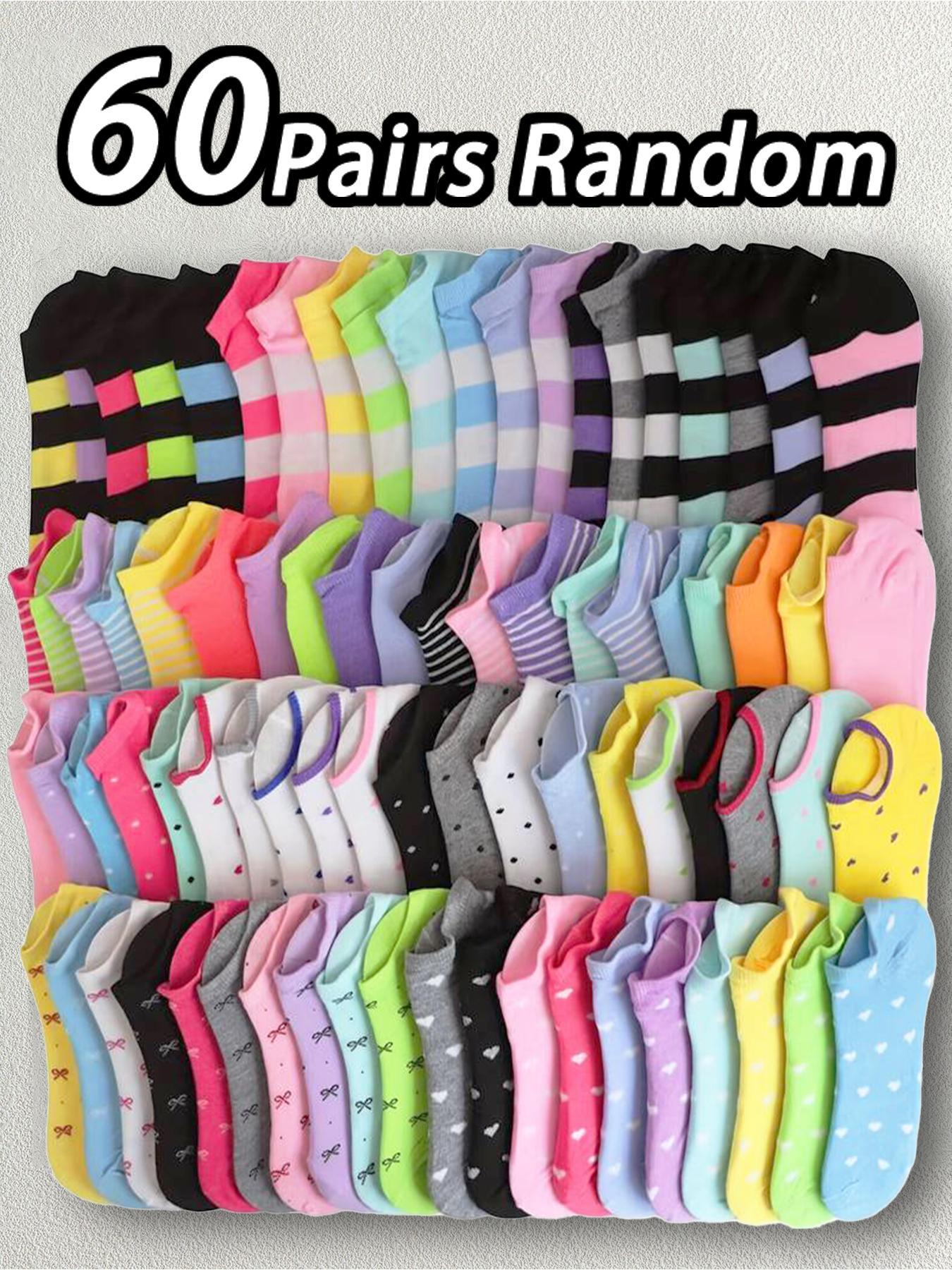 Women's Heart & Striped & Bowknot Print Ankle Socks, Cute Textured Socks, Casual Comfy Breathable Candy Colored Socks for Daily Wear, Ladies Socks for All Seasons, Womenswear