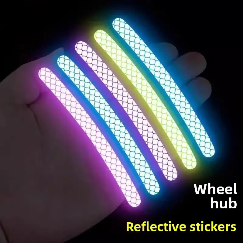 Bicycle wheel hub reflective sticker colored night tire anti-collision sticker personalized creative bicycle sticker wheel decoration