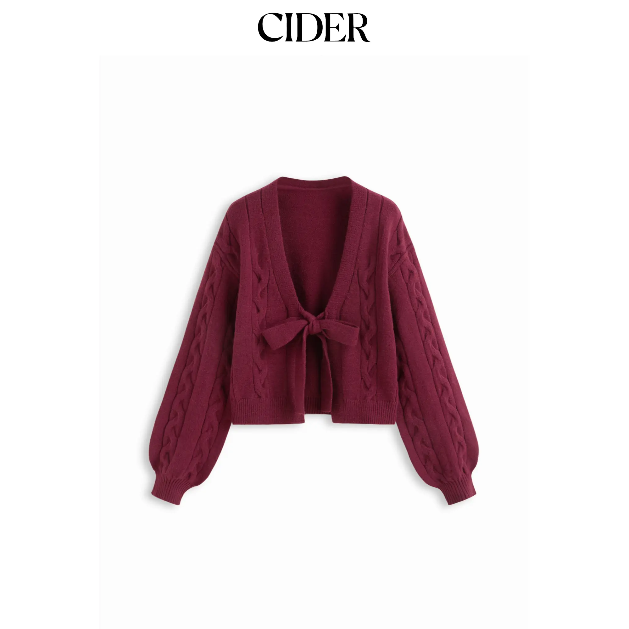 Cider Cable Knit V-neck Knotted Oversized Cardigan SohoChic
