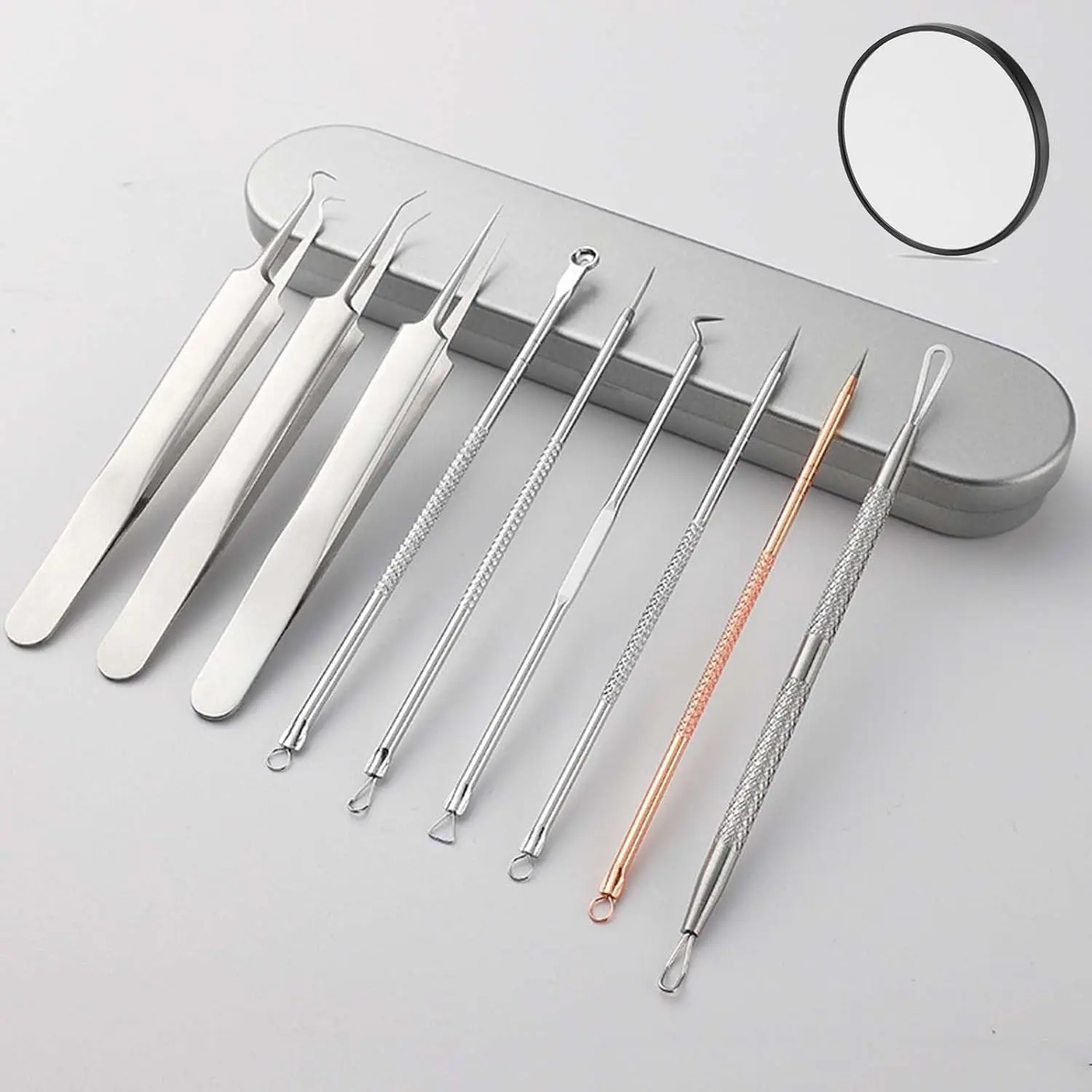 Stainless Steel Blackhead Removal Kit for Adults, Facial Cleansing Tools with Acne Tweezers and Extraction Tools, Long-Lasting Cleansing Solution, Comprehensive Pack, Multiple Tools