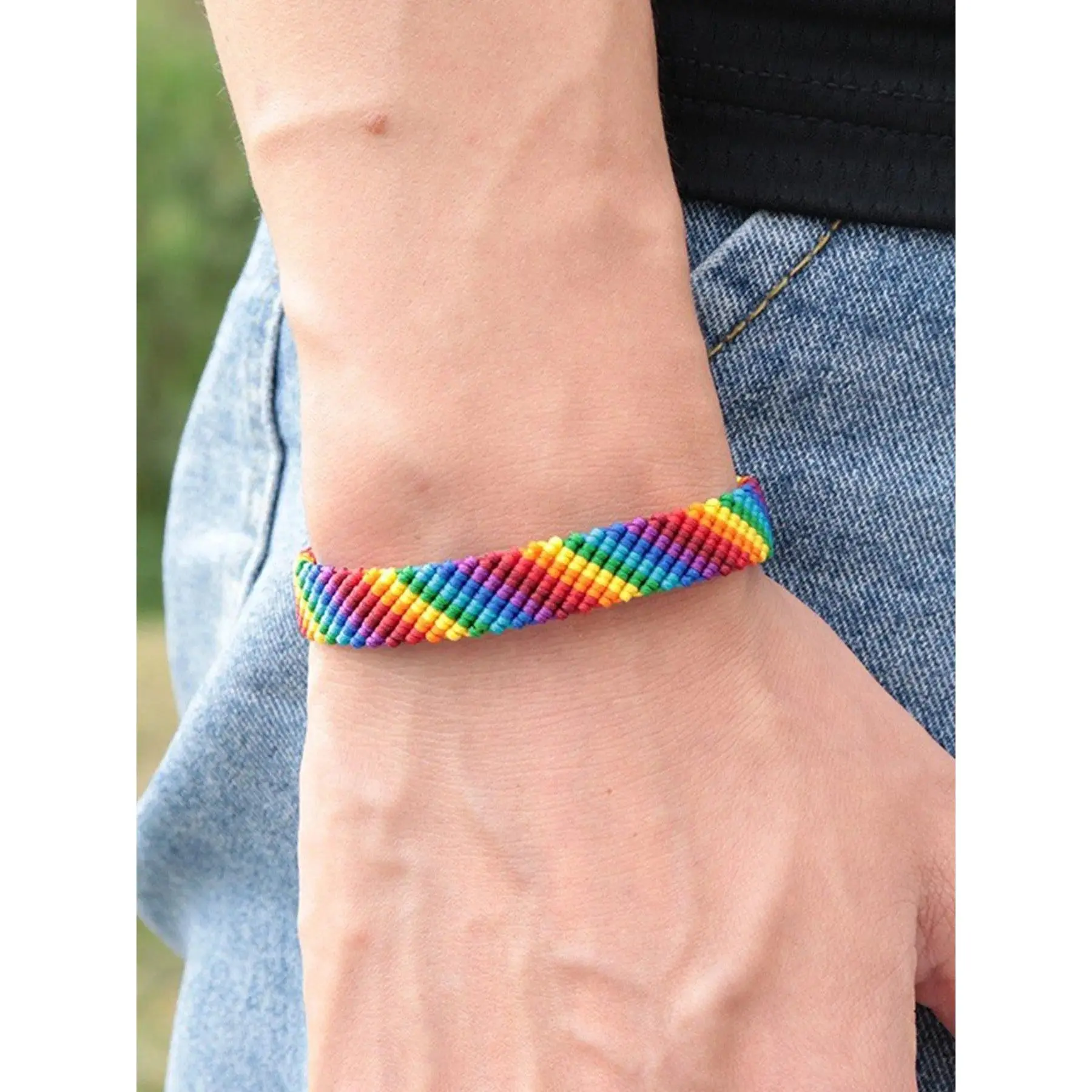 Unisex Handcrafted Cord Braid Pride Bracelet - Adjustable Multicolor Rainbow Jewelry for Daily Wear, Festivals, Birthday & Milestone Gifts for Friends, Bangle