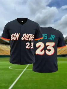 San Diego #23 Unisex Embroidered Baseball Jersey, Sports Jersey, Casual Button-Down Streetwear Short Sleeve Sportswear Top