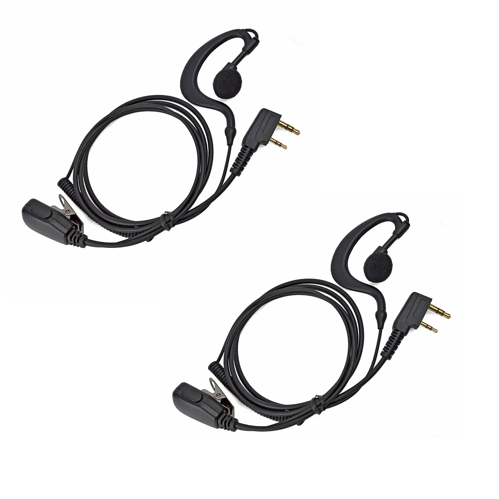 YNIBST G Shape Ear Hook Two Way Radio Earpiece, Electronic Gadgets, with PTT, Audio, Hands Free Call, Swivel Boom Microphone Compatible with Universal 2 Pin Baofeng UV-5R Retevis Kenwood 2 Way Radio,for Police Security and Law Enforcement Use(2 pcs)