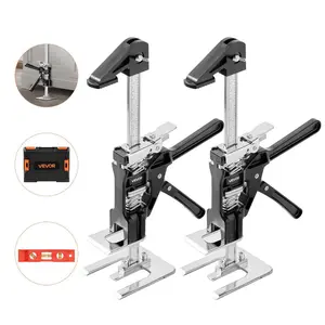 VEVOR Labor Saving Arm Jack, 2 PCS 440 lbs Bearing Capacity, Lifting up to 9.3, Metal Hand Lifting Jack Tool with Magnetic Level, 2 Adjustment Modes, for Door, Window, Furniture, Woodworking, Black