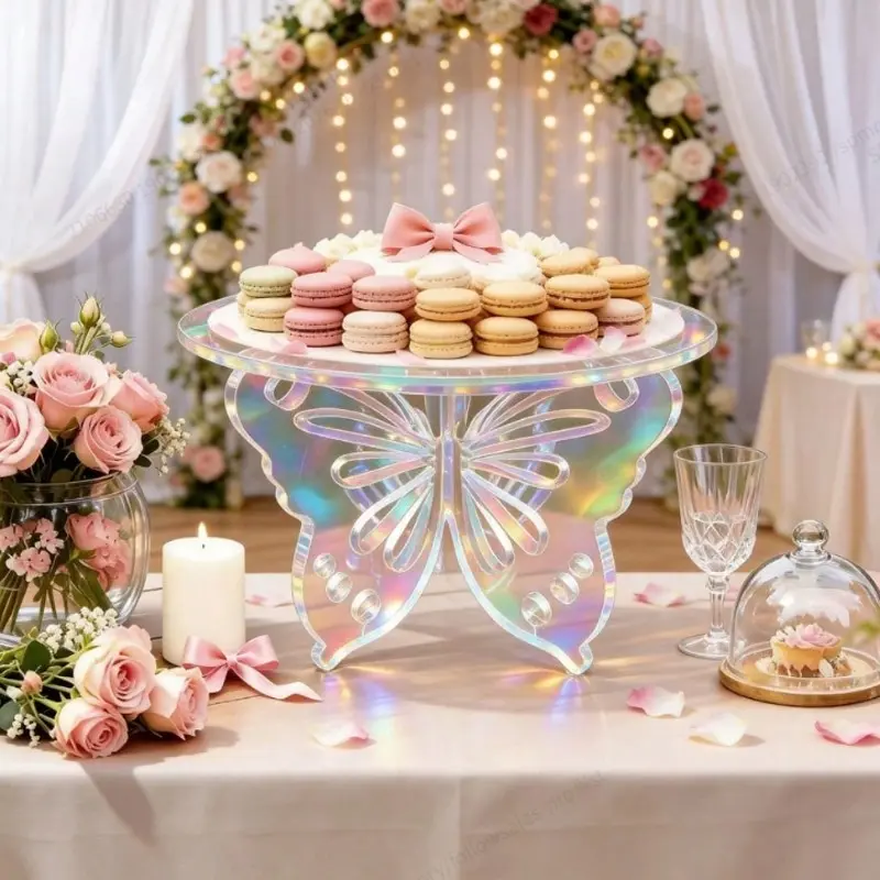 Vibrant Butterfly Acrylic Dessert Display Stand, Easy Assembly Tray Rack, Luxurious Cupcake Holder, Party Dessert Stand for Class Parties, Holiday Celebrations, Tea Time