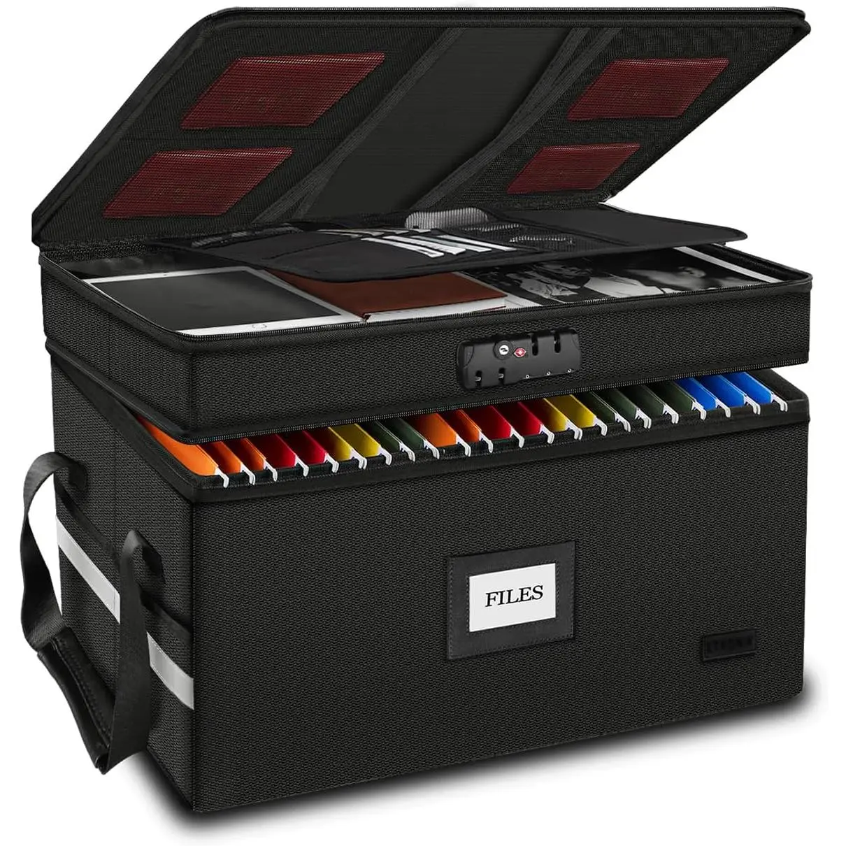 Fireproof File Oganizer with Lock, 2 Layer Fireproof Document Storage Box