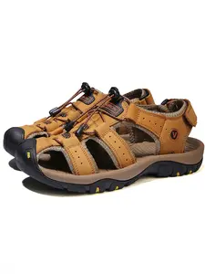 Men's Closed Toe Outdoor Hiking Sandals, Quick Adjustable Laces, Non-slip Thick Outsole, Breathable Hollow Footwear, Suitable for Trekking, Beach & Daily Walking Sizes 38-47, Outdoor Casual Sandals