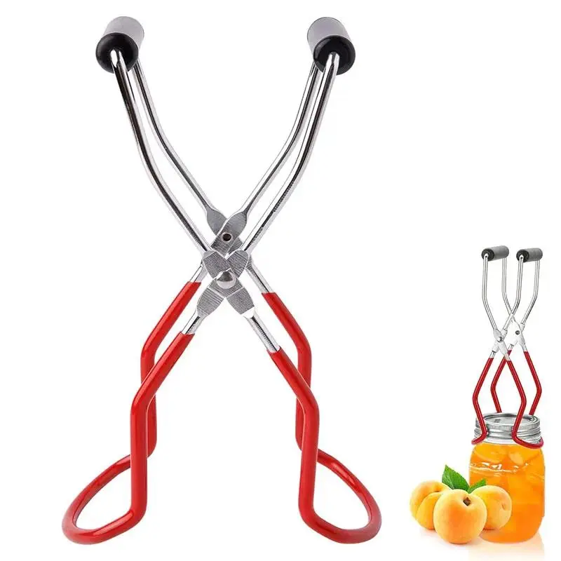Canning Jar Lifter Tongs Stainless Steel Jar Lifter with Rubber Grips Kitchen Canning Tongs Fits all Canning Jar Sizes JT588