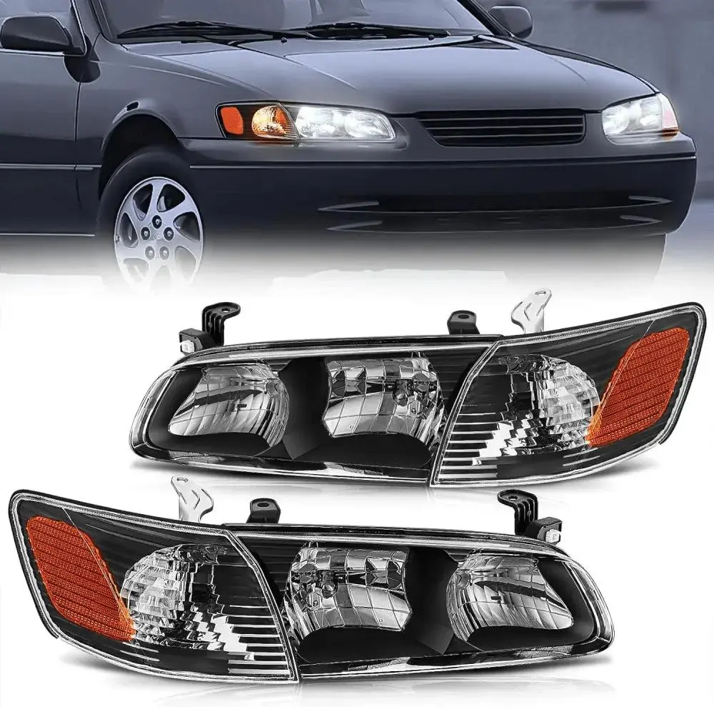 Nilight LED Headlight Assembly Pair Set for 2000-2001 Toyota Camry - Black Housing, Amber Reflector, Temperature-Resistant, Brightening, IP65 Rated, Waterproof, Adjustable, Secure for Night Drive