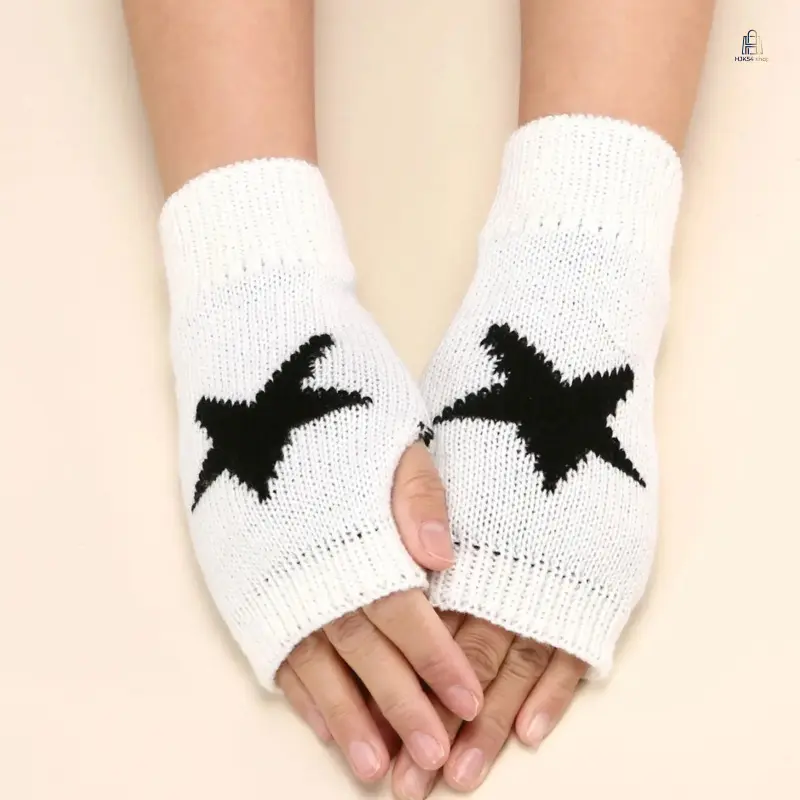 Knit Star Fingerless Gloves Y2K Crochet Arm Warmers Stretch Soft Warm Women Trendy Streetwear Daily Outdoor Cosplay Winter Touch Friendly Fashion Hand Arm Accessories