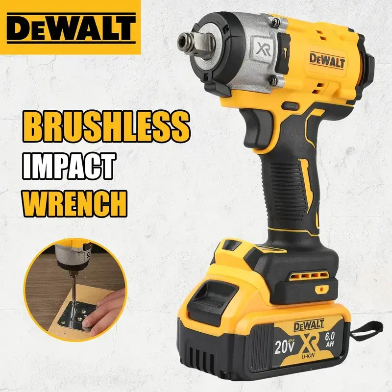 2026 DEWALT DCF922 20V Wireless Impact Wrench, Rechargeable Auto Repair Tool with Detachable Head, 1/2" Detent Pin, 406Nm Reverse Torque, 2500 RPM, Forward Reverse, Universal Battery for Tire & Furniture Install