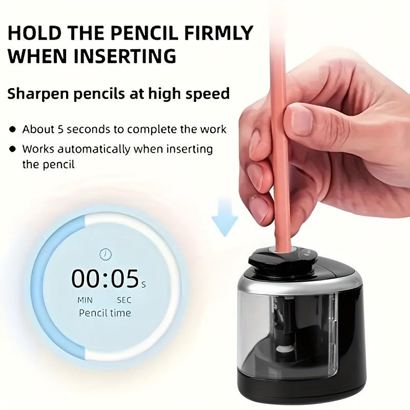 Automatic Electric Pencil Sharpener with Auto-Stop & Lead Breakage - Desktop Sharpener for Office &, No Needed, Compact Design, Sharpens Pencils in Seconds, Pencil Sharpener Electric, Supplies, Sleek Style, Waste Container