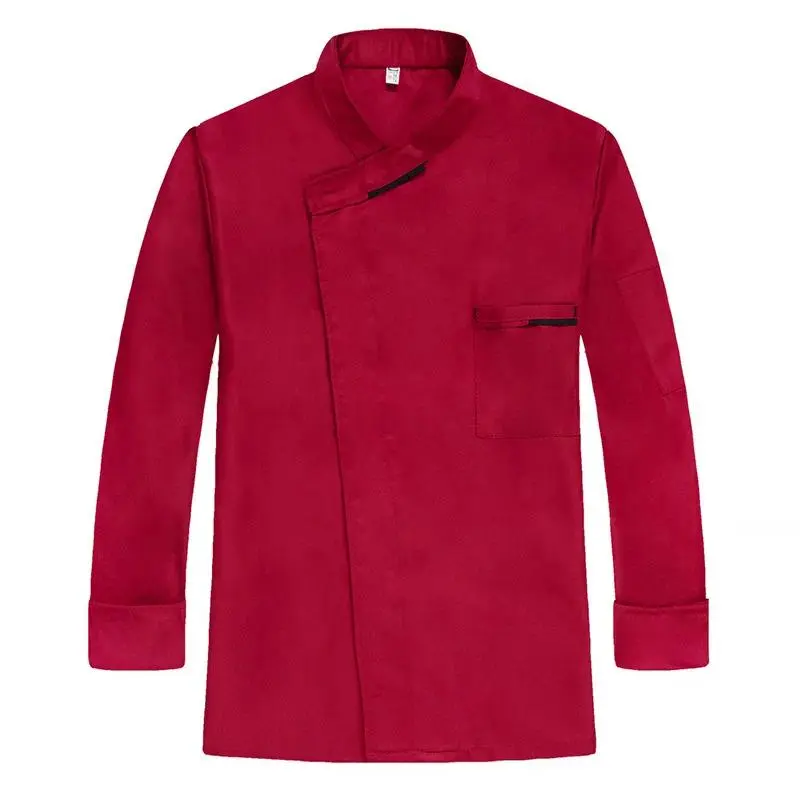 Women's Fitted Basic Button Clothes, Unisex Long-Sleeve Chef Uniform, Autumn-Winter Hotel Restaurant Kitchen Plus-Size Workwear