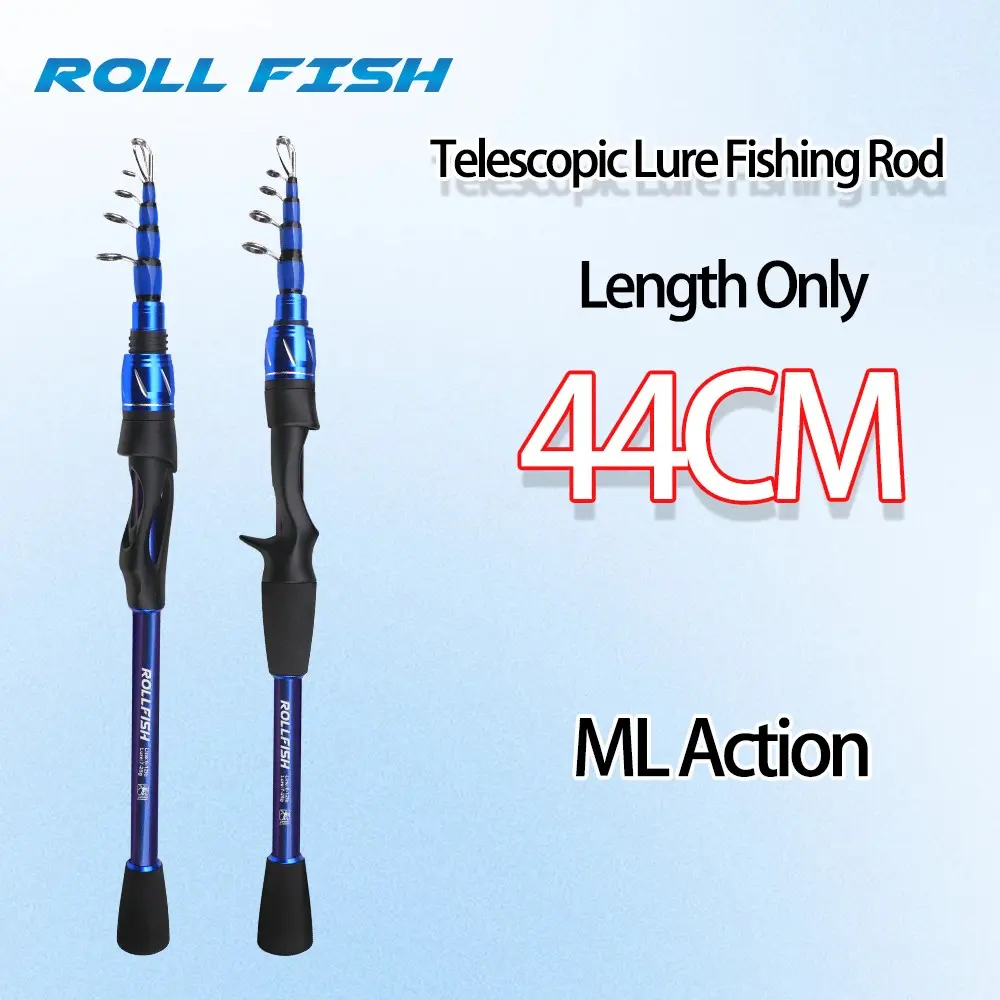 Rollfish Carbon Fiber Telescopic Fishing Rod, Medium Heavy Lure Fishing Pole, Eva Handle, Suitable for Saltwater & Freshwater Environments, Telescoping Rod