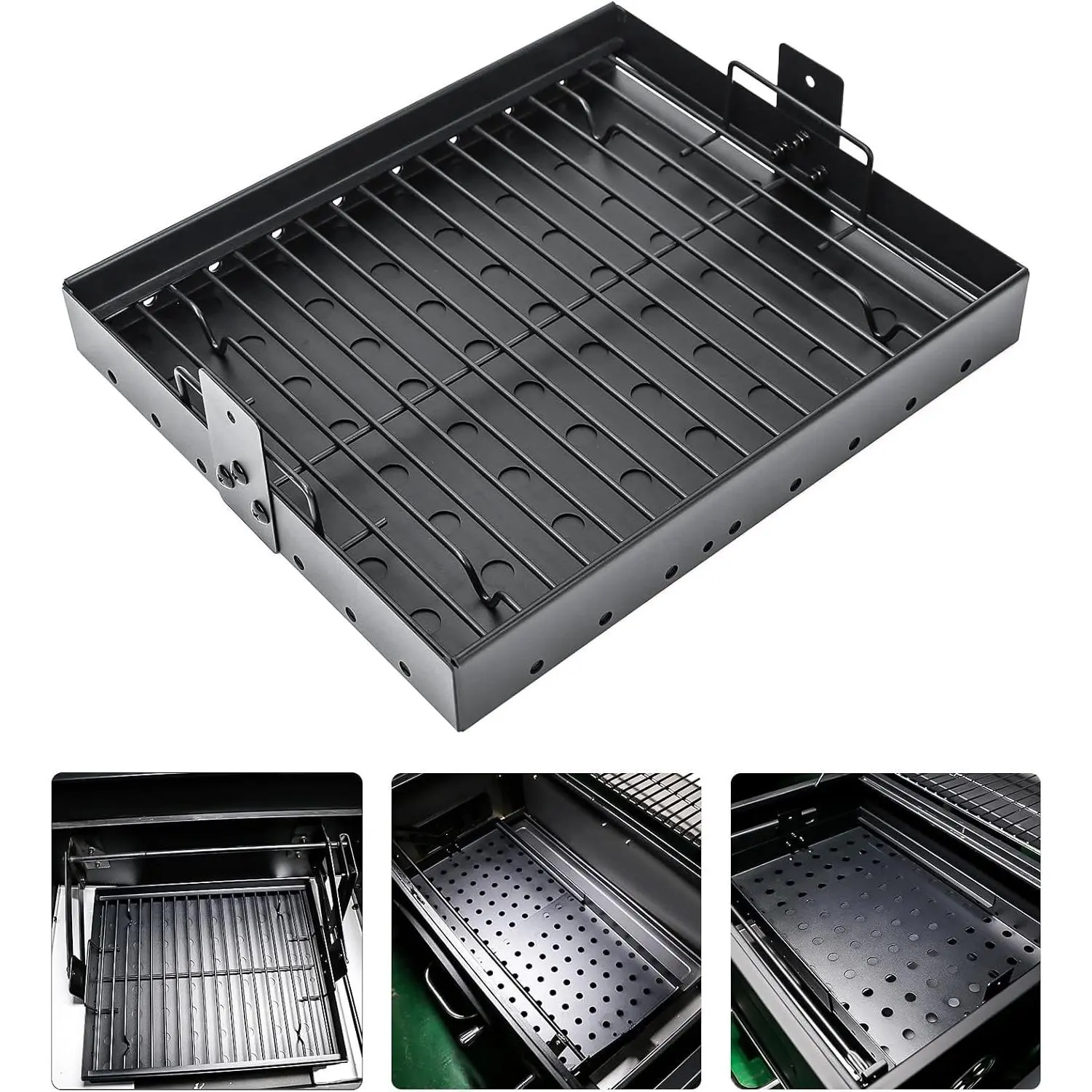 Stretchable 15-28 Inches Charcoal Tray, Black High-Temperature Coating Charcoal Basket Replacement Parts Fit for 47183T-21 PS9900 HC4518L PS9500 8500 6800 6500 SH19030119 SH19030219 SH9916