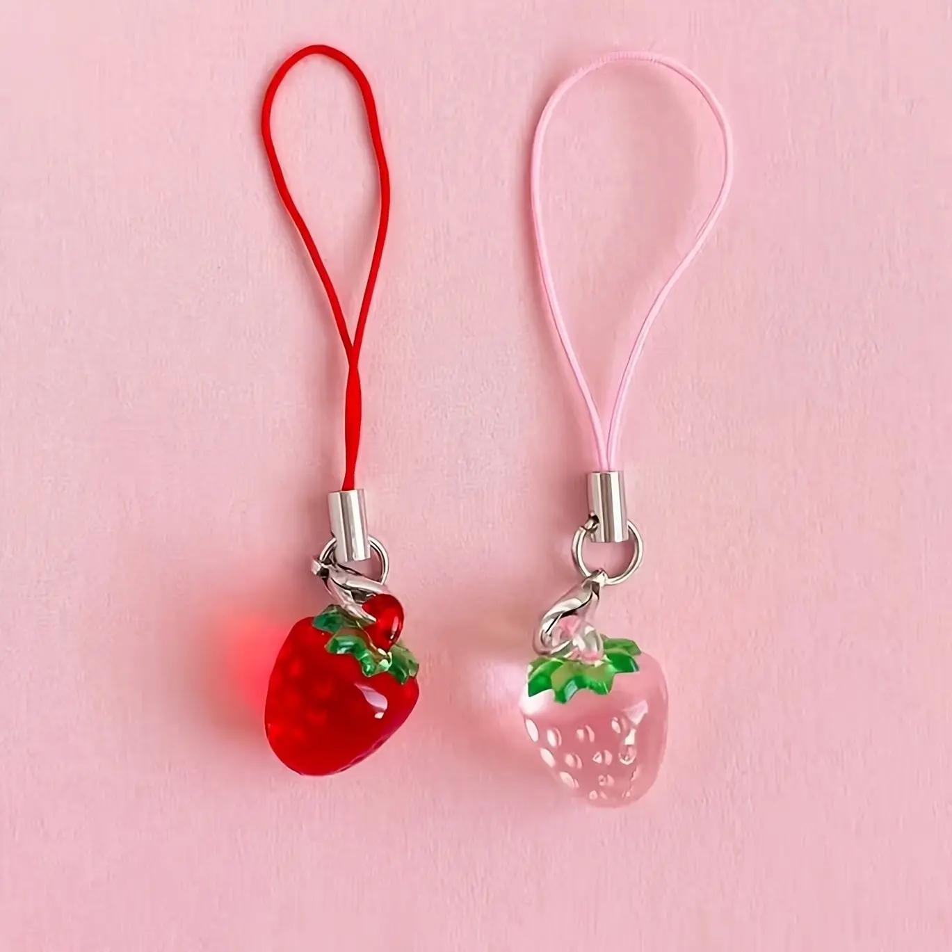 Cute Strawberry Phone Charm, and, Durable Acrylic Material, Perfect for Bags and Keys, Fun and Functional Phone Accessory, Phone Decor, Cute Charms