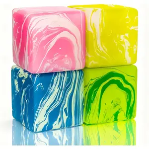 Fidget Toy Stress Cube: 4 Pack Ice Cube Squishy Fidget Toys | Sensory Toys Stress Balls Filled with Thick Substance for Anxiety Stress Relief, Fidgets Cube for Adults Kids Children Teensfidget toys