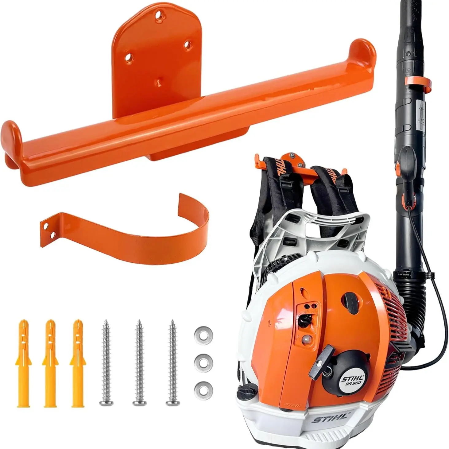 Wall-Mounted Leaf Blower Hook Rack, Tube Hook for Backpack Sprayer and Chainsaw, Garage Storage Organizer