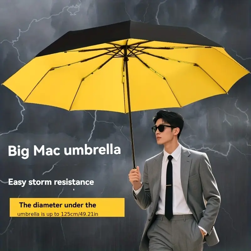 43% off Extra-large automatic umbrella, thickened and reinforced, foldable sunshade umbrella with black coating for sun protection and storm resistance, men's business umbrella