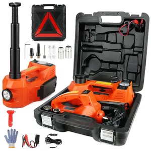 5 Ton Electric Hydraulic Car Jack, 11023 LBS Auto Lift Jack with Tire Inflator, LED Light & Impact Wrench, Portable Emergency Tool for Sedan SUV MPV Truck, with Electric Wrench