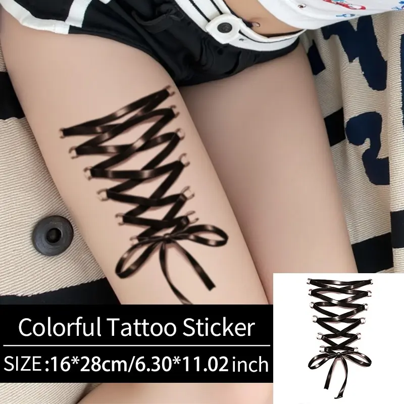 Butterfly Ribbon Temporary Tattoo Sticker, Long-Lasting Waterproof, Realistic Fake Tattoos for Face, Arms, Legs, Chest, Back, Waist