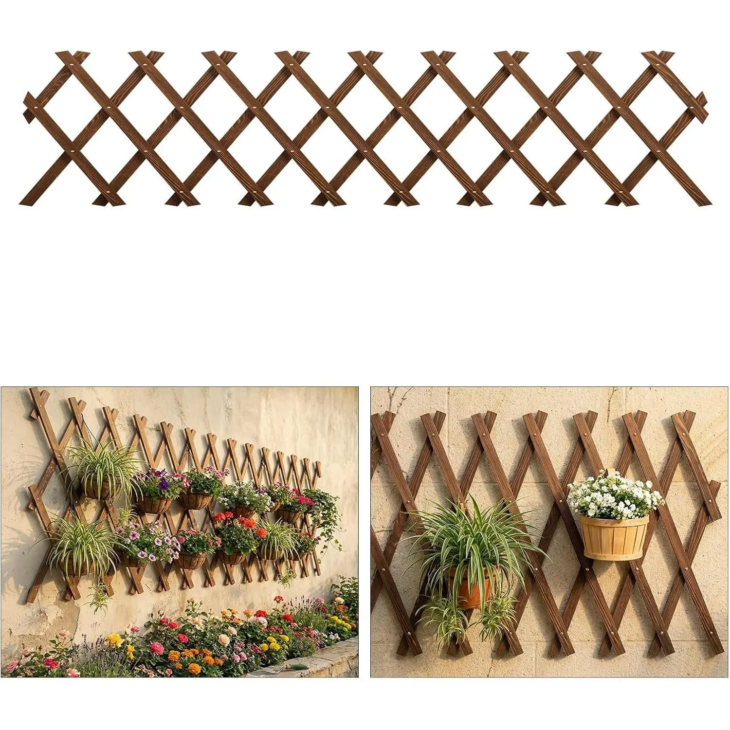 Expandable Wooden Garden Trellis, 13.1"x67" Lattice Fence Wall Panel - Outdoor Climber Support for Climbing Plants (1PC)