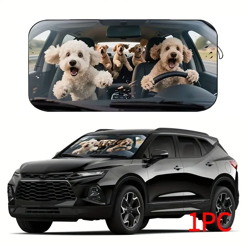 Cute Dog Car Sunshade, Fashionable Women's UV Protection Board, Fits Various Cars, Heat Insulation, Privacy, Foldable, Easy Storage, Car Sunshades For Windshield, Windshield Cover Sun Shade