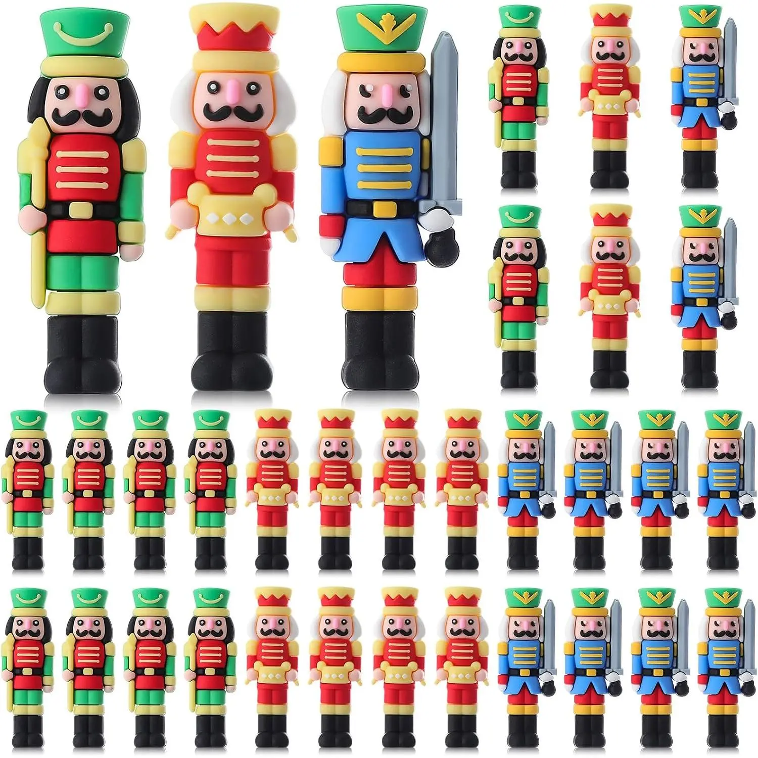Chunful 30 Pcs Mini Christmas Nutcrackers Figures Miniature Nutcrackers Nutcracker Soldier Figurines Christmas Decorations for Tree Tabletop Home Collectible Decor Party Favors Gifts(Three Designs)
