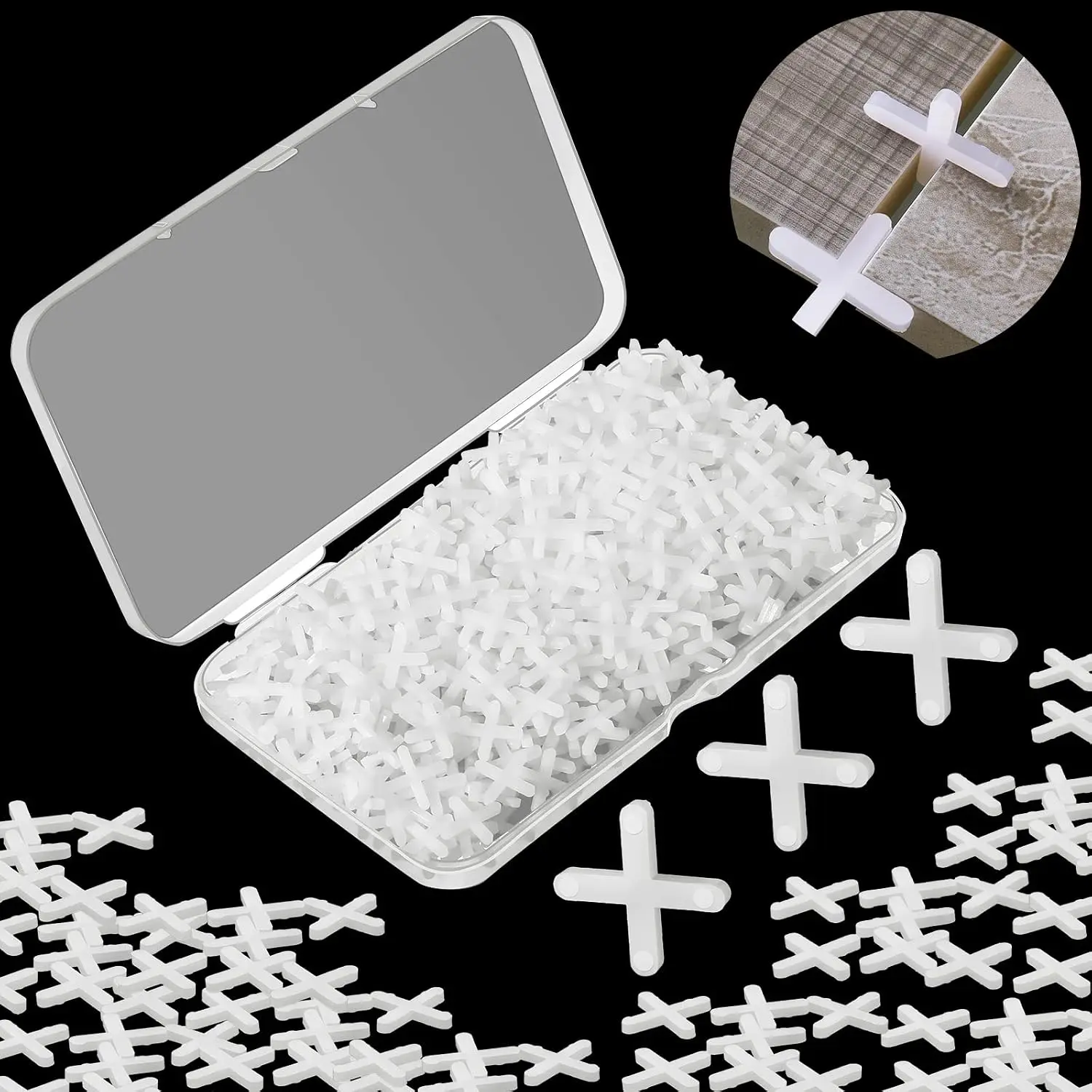 500 count Wide Tile Spacers Tiles Leveler Spacers Replaceable Levelers Wall Floor  for Ceramic Tile and Stone Installation(1/16 Inch)