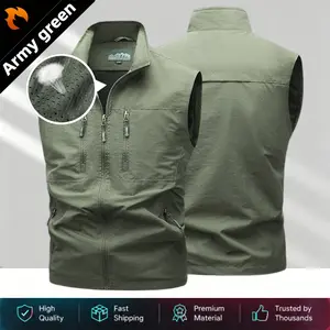 Men’s tactical sleeveless vest/workwear vest for summer—breathable outdoor hiking and fishing, multi-pocket military-style vest jacket