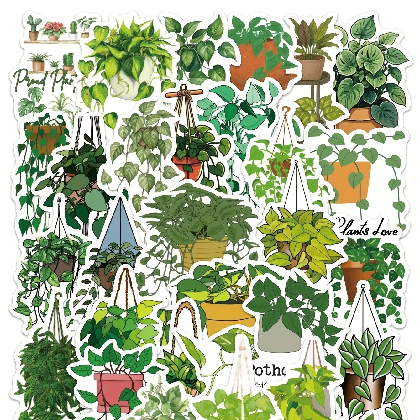 54pcs Pothos Stickers, Simple and Unique Plant Decorations, Fresh and Minimalist Handmade Journal Stickers, Perfect for DIY Projects