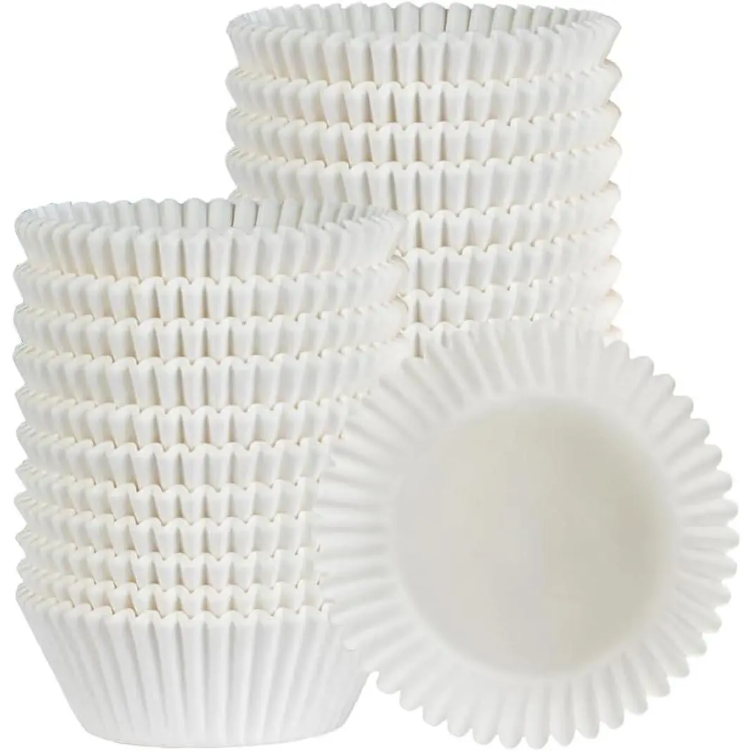 Caperci 300pcs Standard White Oven-Safe Cupcake Liners - Odorless, Greaseproof Paper Muffin Cups for Wedding, Birthday Party Baking Needs