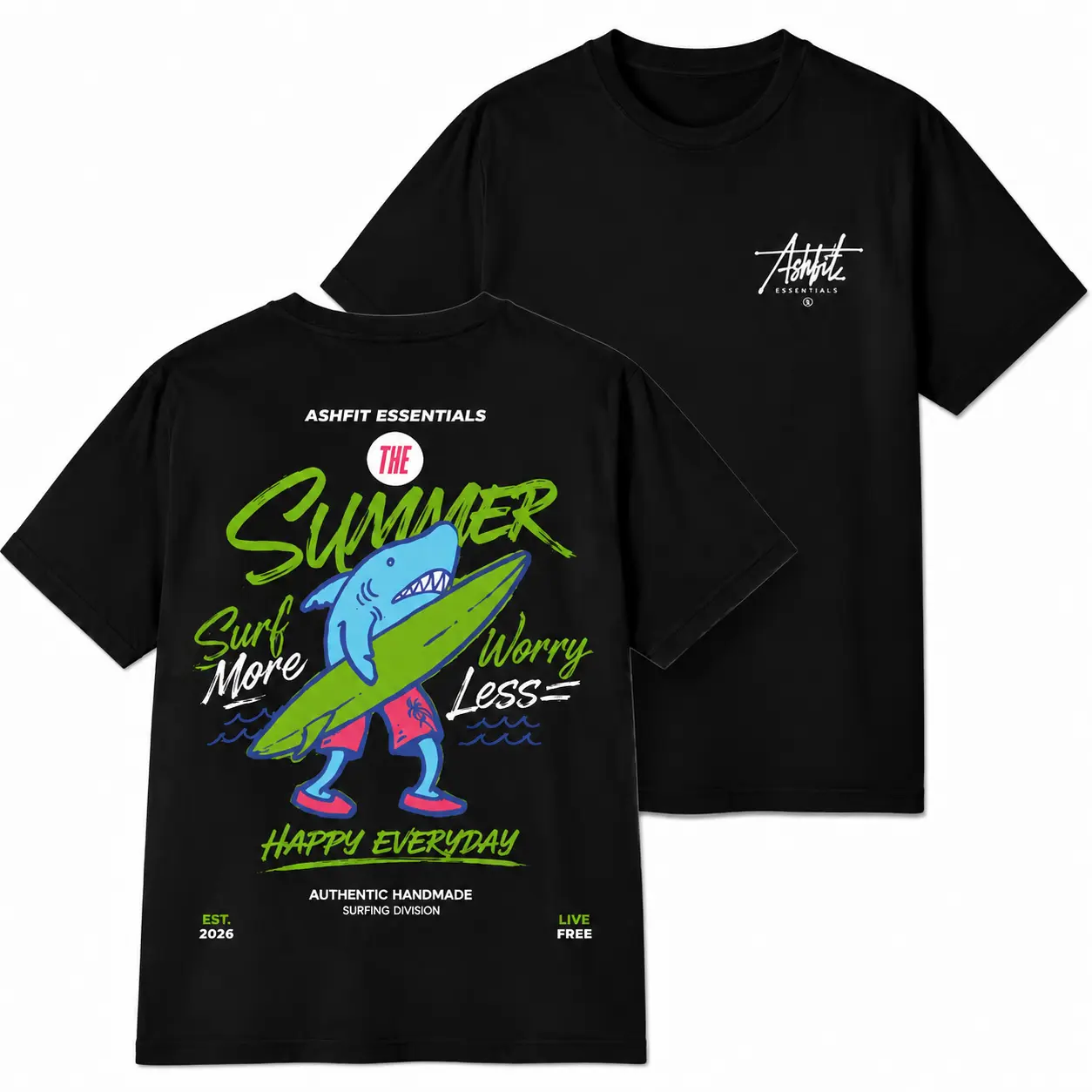Unisex Surf Graphic Tee, 100% Cotton Short Sleeve Crew Neck Shirt, Shark Print Summer T Shirt, Beach Vintage Tee, Ocean Lover Graphic Tee, Funny Graphic Tee, Good Graphic Tees, Trendy T Shirts, Oversized T Shirts, Comfort Fit