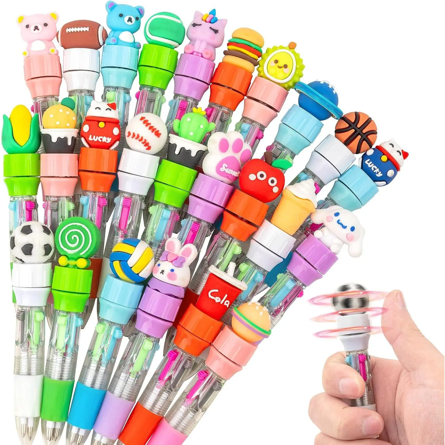 25 Pack Fidget Multicolor Pen,4-in-1 Ballpoint Pens for ,Fun  Theme Party Favors,Novelty Gifts,Classroom Prizes & School Supplies