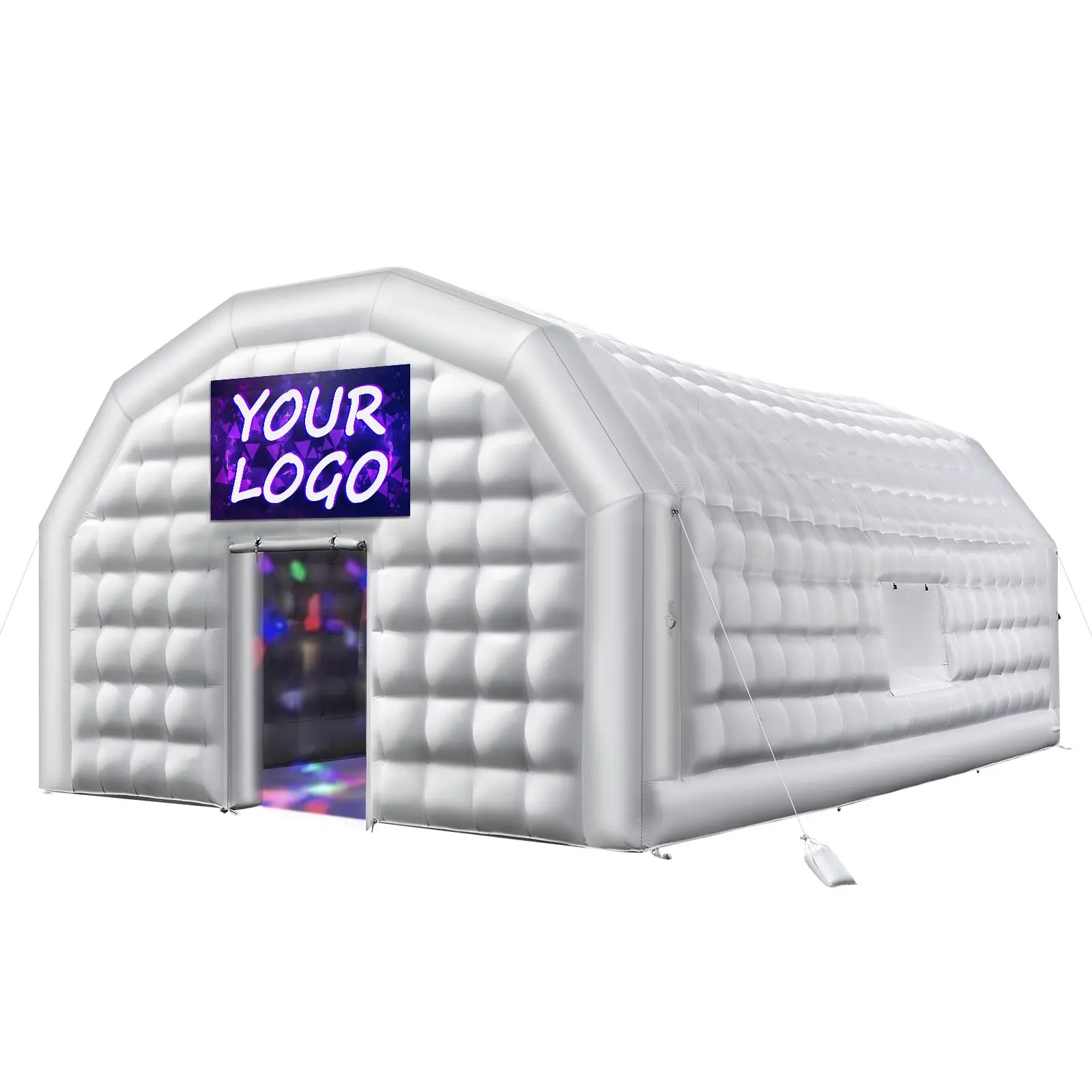【DealsForYouDays】VEVOR Inflatable Nightclub, 26.2x 19.7x 13.1 ft Inflatable Party Tent with 1100W Blower Sandbag, Blow up Night Club with 2 Windows, Air Cube House for Event Birthday Wedding Party, White