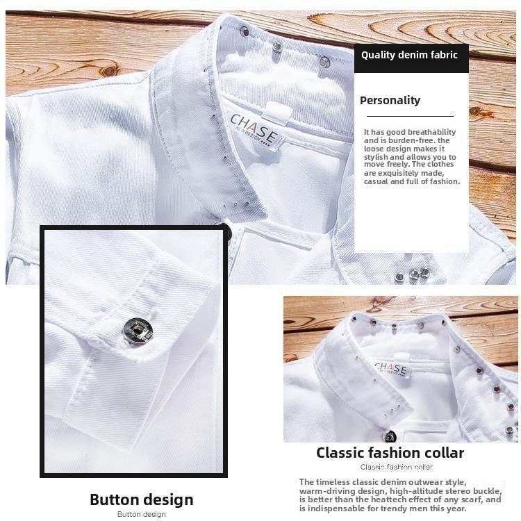 sets for men clothing Spring Autumn Mens Denim Jacket + Jeans Pants Set Fashion Single Breasted Coat Trousers Two Piece Denim suit Clothes Sleeve Sleeved Basic Formal Menswear 2 Piece Denim Outfit Jean Jacket and Jeans Set Denim Set (Belt not include