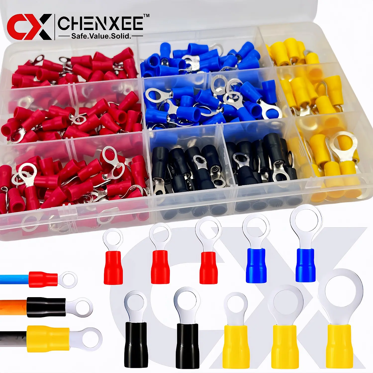 240/120Pcs Insulated Wire Terminal Kit With Storage Box, Solderless Crimp Connectors Assortment Set With Ring Spade Butt Terminals for Automotive Car Motorcycle DIY Electrical Repair M3 M4 M5 M6 M8 22-16AWG 16-14AWG 14-12AWG 12-10AWG