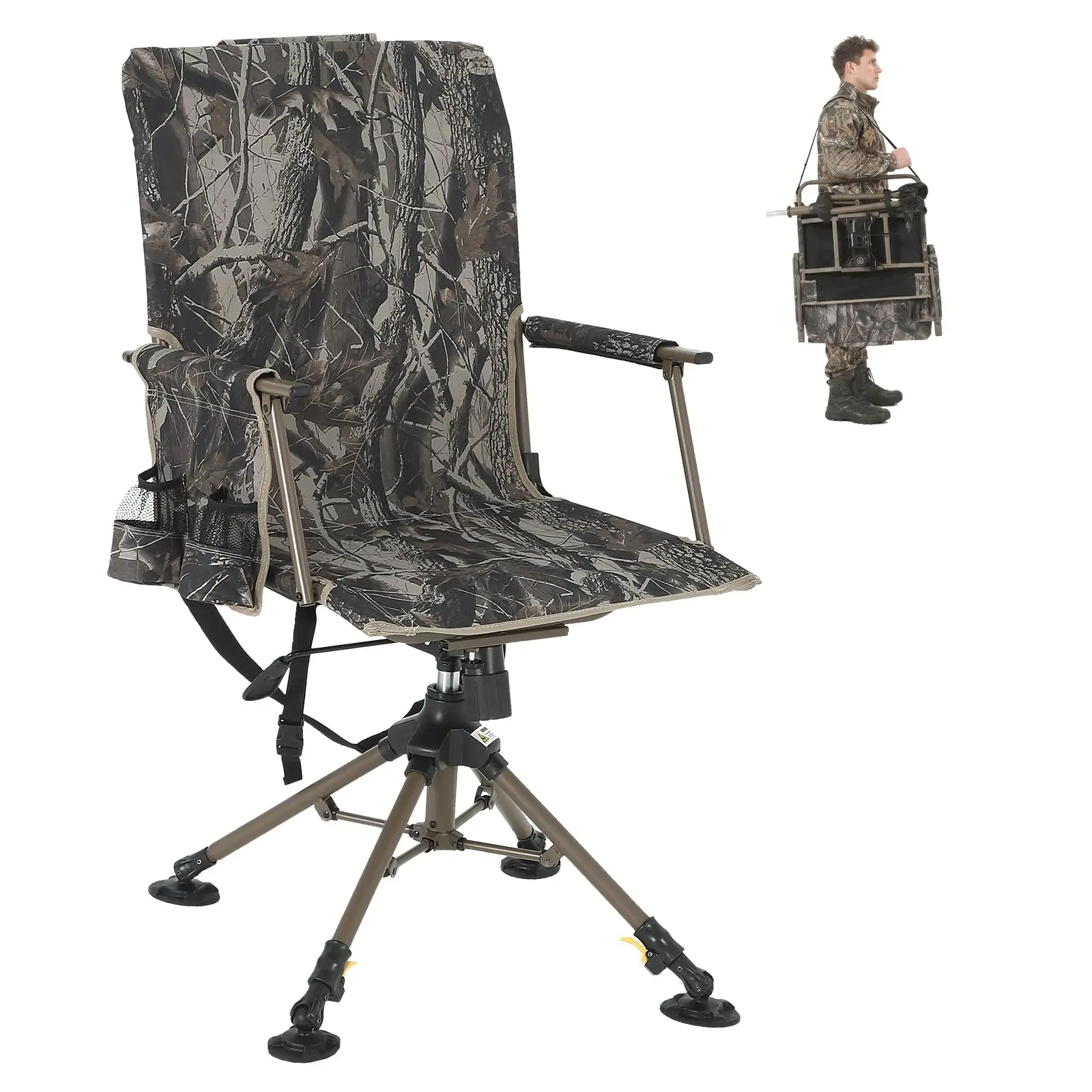 Lightweight Camouflage Folding Outdoor Adventure Chair, Portable Outdoor Camp Chair with Stainless Steel Frame & Durable Fabric Seat, Compact Easy-Carry Seating