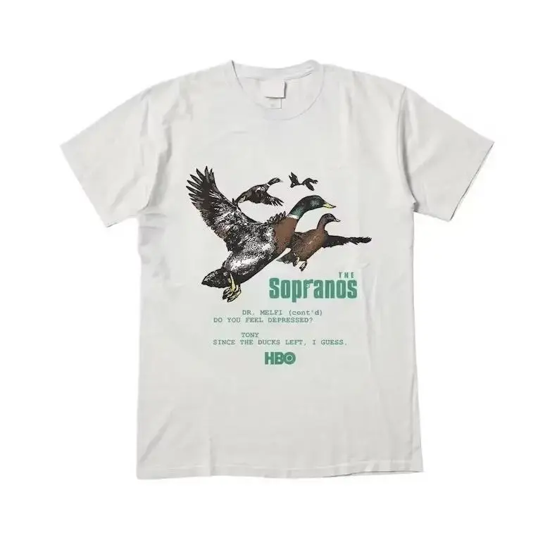 Ducks The Sopranos Dr. Melfi Do You Feel Depressed T-Shirt Vintage White Shirt Cotton Fabric Shirt Movie Tee Unisex Menswear Top