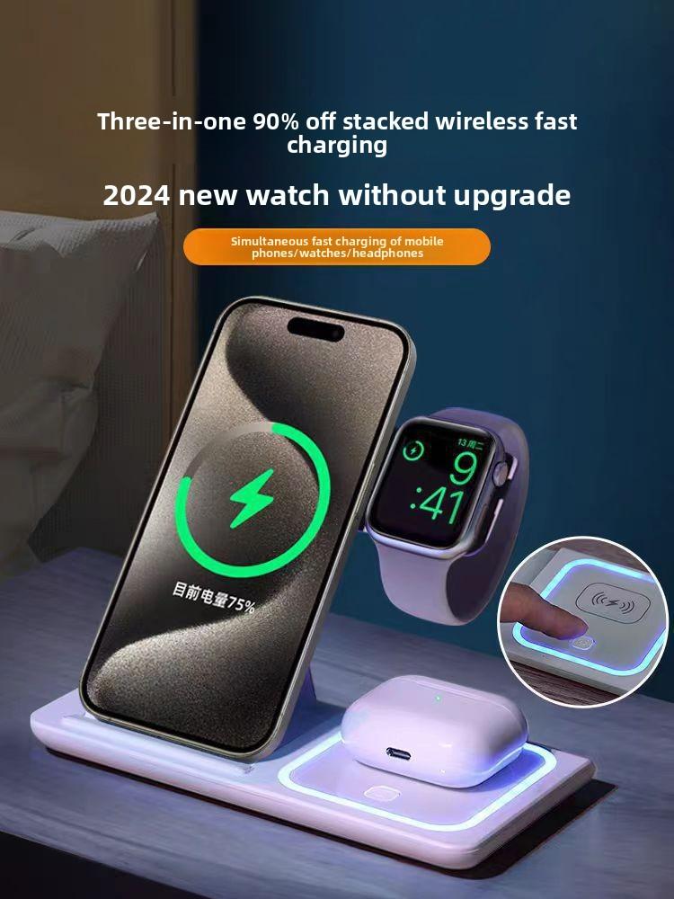 Acer S3 3 in 1 Wireless Charging Station, MagSafe Charger Stand Compatible, Qi2 15W Certified Palm-Sized Foldable Charger for iPhone 17/16, Apple Watch, AirPods (Non-Battery, Adapter Included)