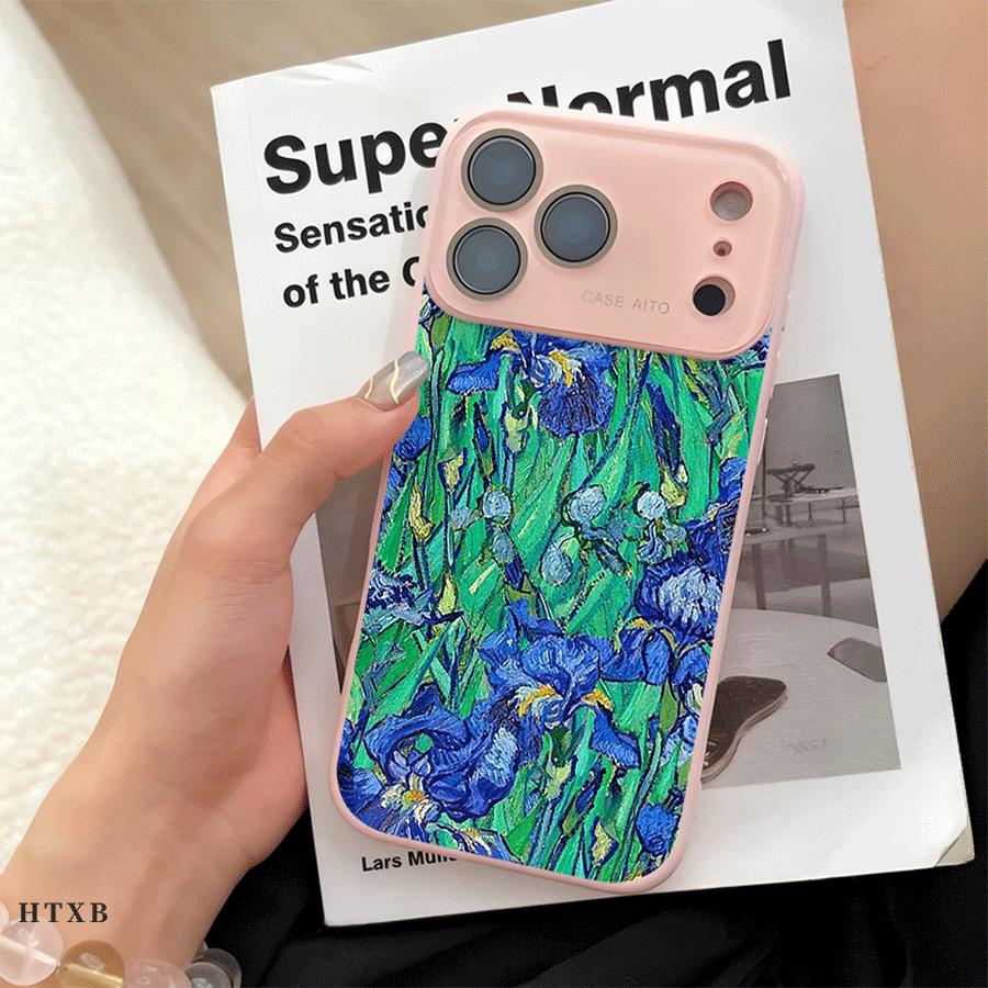 Artistic Oil Painting Plant Case for iPhone 17 Pro Max 17Air 17 16E 16 15 14 13 12, Ultra Skin-Friendly TPU, All-Inclusive Glass Lens Protection, Aesthetic Botanical Floral Gift, Trendy Dopamine Ins Style Cover, Shockproof Slim Case, Lens Window