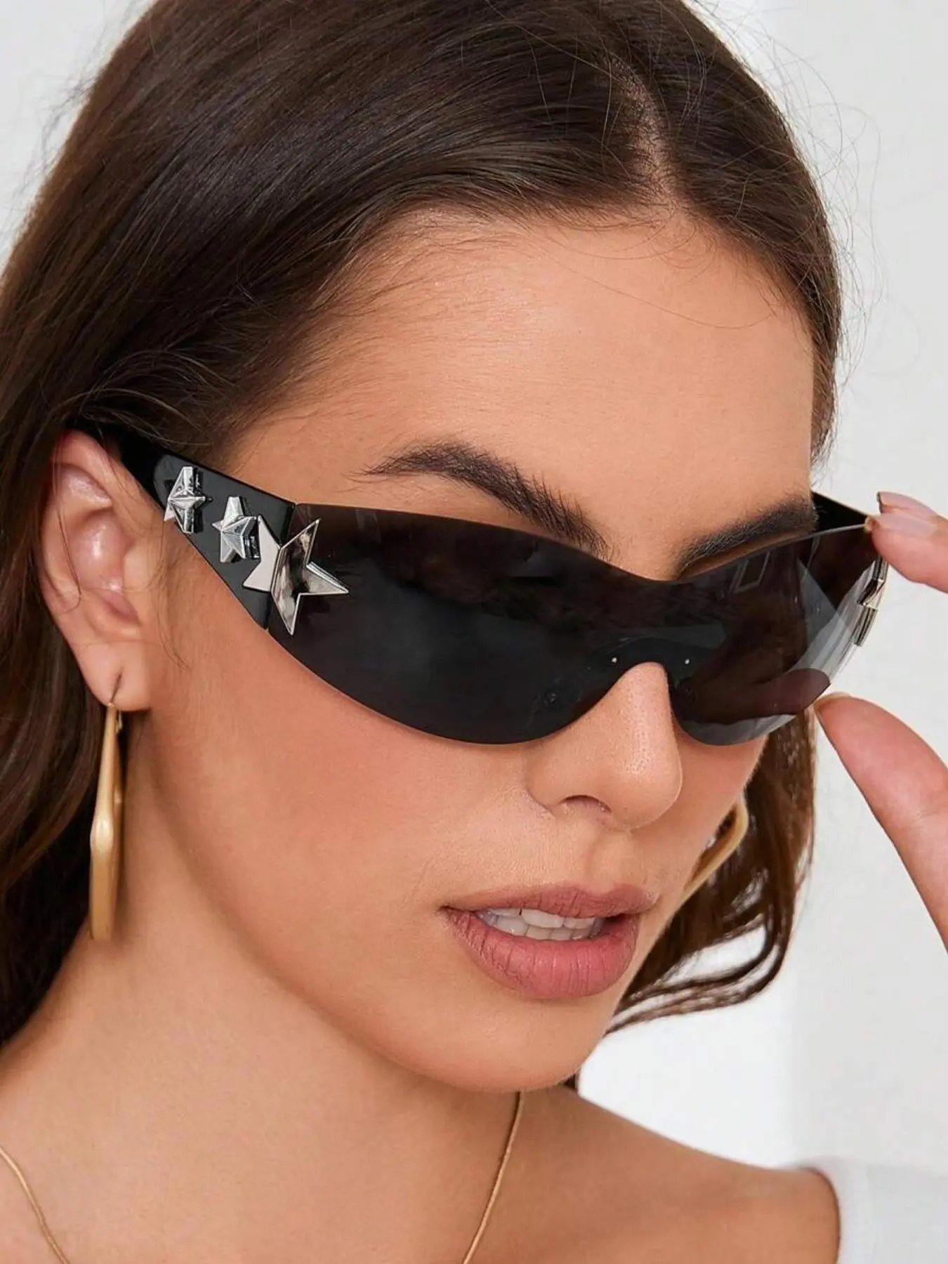 Star Pilot Frameless Sunglasses, Y2K Outdoor Sports Shades, Punk Street Style Glasses, Festival Party Decorative Eyewear, Multi-Functional Glasses