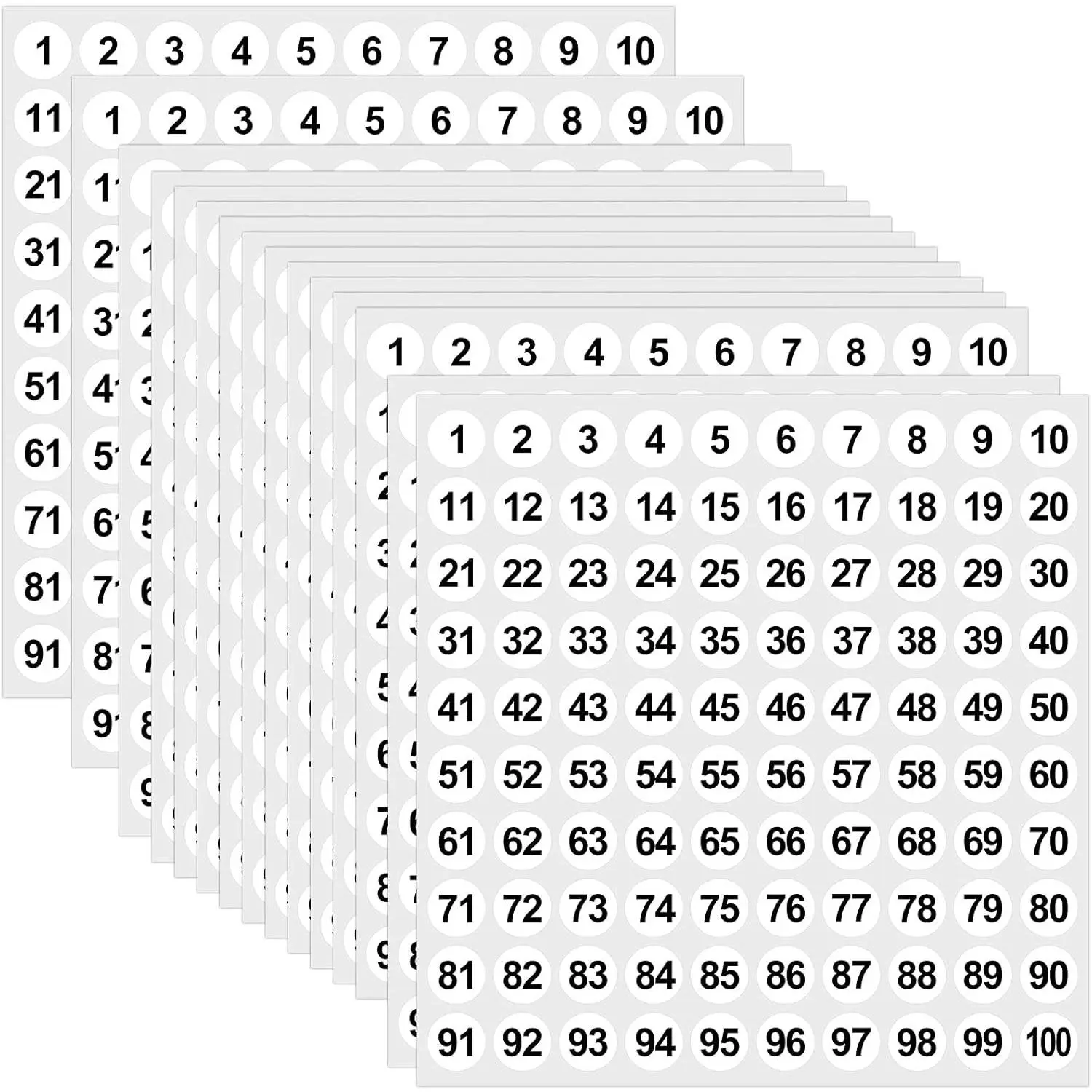 5000 Pcs 0.4 Inch 1 to 100 Number Stickers Small Number Dot Labels Consecutive Inventory Locker Storage Organizing Removable Stickers for Indoor Outdoor Office White